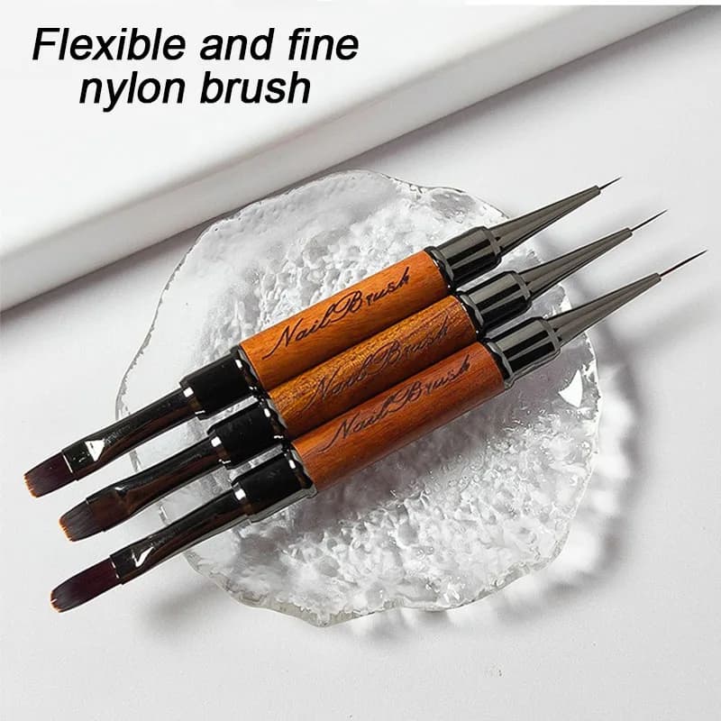 Nuovo 1 pz Double-end Penna per unghie Pennello per sfumatura per unghie Piccoli pennelli per arte sottili Builder Gel French Nail Manicure Brush Tool XJS05