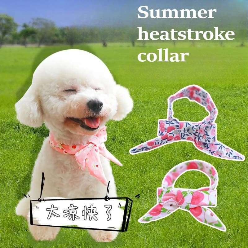 Sciarpa di ghiaccio per cani Collare di prevenzione del colpo di calore rinfrescante carino Collo di cucciolo traspirante Collare da viaggio estivo Accessori per cani Collare di ghiaccio