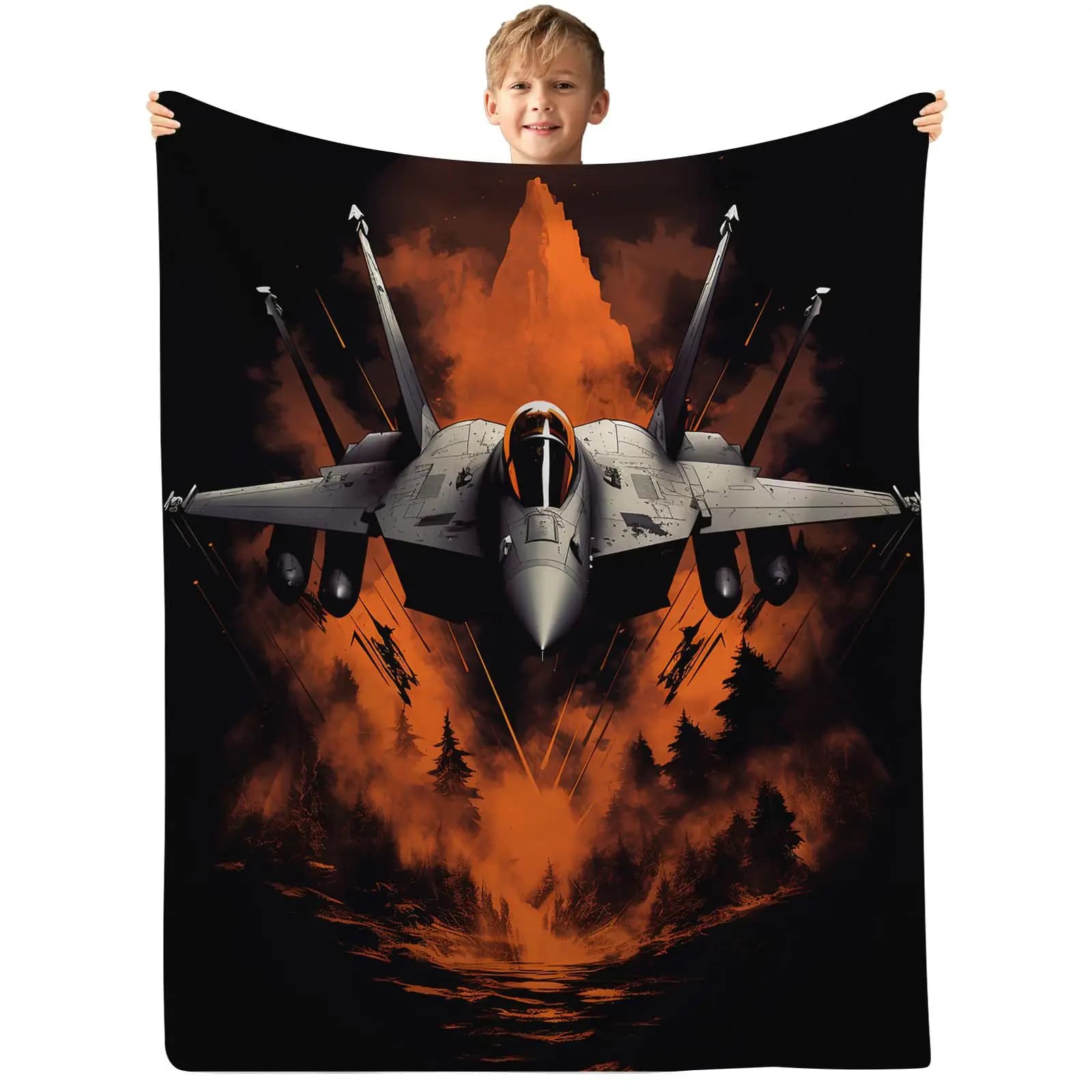 Cool Fighter Jet poliestere stampato digitale Camera da letto in velluto flanella morbida coperta per divano Coperta morbida in pile per letti