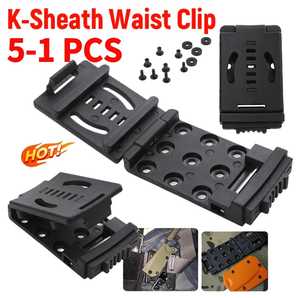 5-1PC Multi-functional K-Sheath Belt Clip Belt Scabbard Kit Scabbard Carrying Clip Metal Buckle Outdoor Hunting Camp Hiking Tool