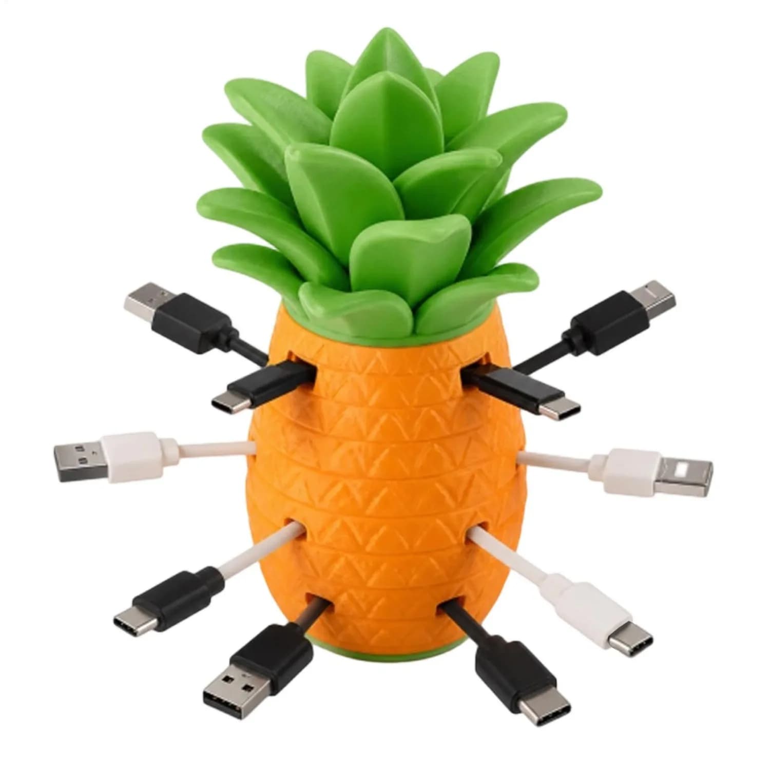 3D Printing Pineapple Shape Cable Management Box Decorative Desktop Charging Cable Organizer for Travel School Living Room Study