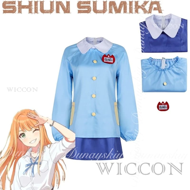 THE IDOLM@STER Shiun Sumika Cosplay Spice Girl Idol Parrucca lunga arancione Set completo uniforme blu
