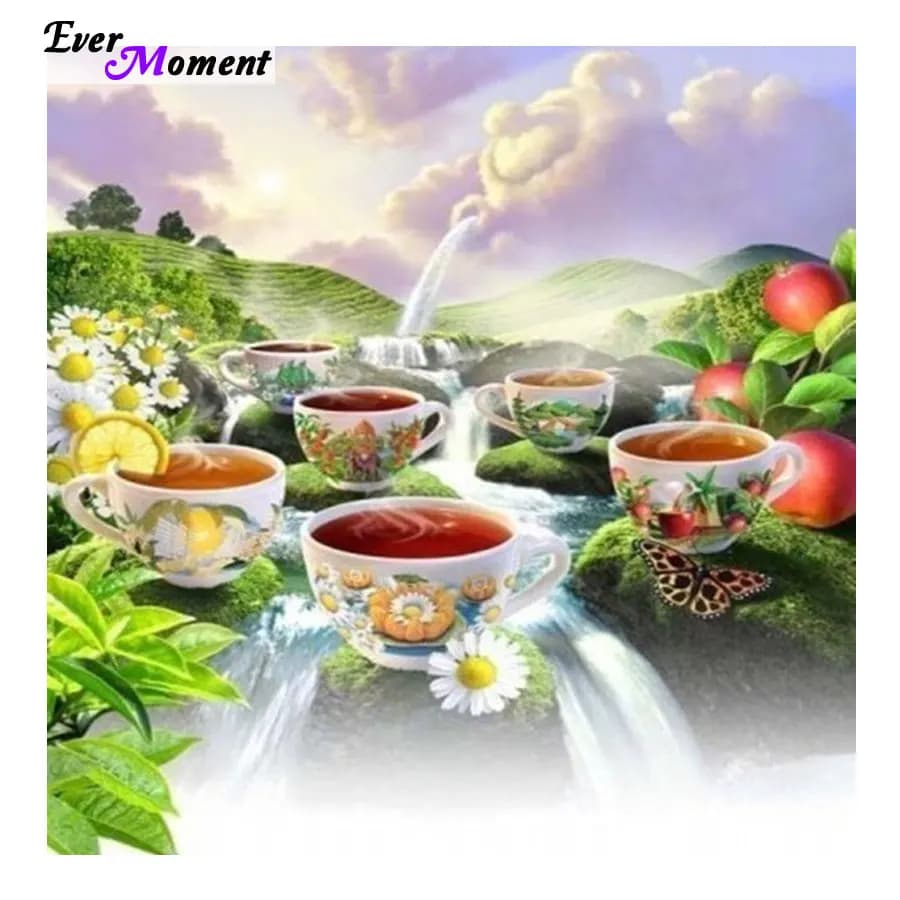 5D Diy Diamond Painting Cross Stitch Patterns Mosaic Picture Diamond Embroidery tea river Square Needlework Decoration ASF582