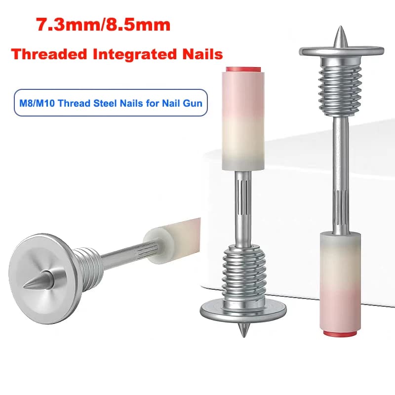 M8/M10 Thread Steel Nails Manual Fire Nail Gun Fixed Peg Ceiling Artifact Diameter 7.3mm/8.5mm For Nail Guns 100PCS/200PCS