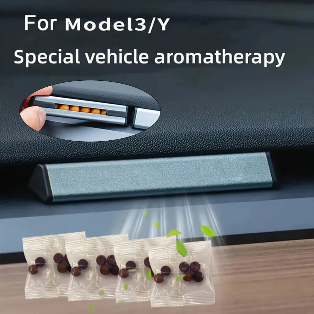 Per Tesla Car Model 3 / Y - Deodorante automatico Diffusore in legno Perlina 4 sacchetti Diffusore in legno per l'aria fresca dell'automobile Rimuove gli odori