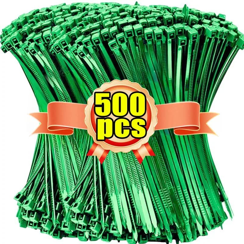 100/500pcs Self-locking Nylon Cable Ties Adjustable Fastening Rings Sealing Wraps Strap for Garden Plants Support Fasten Tools