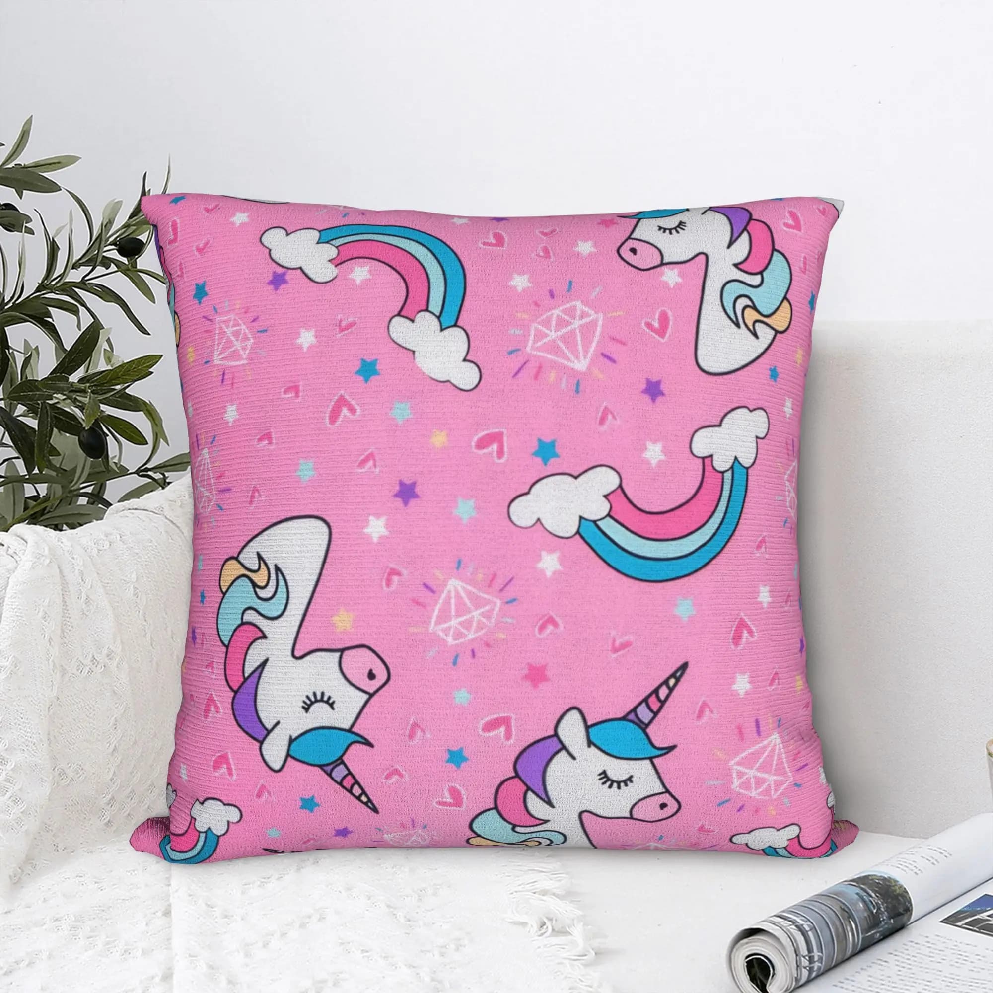 Magical Unicorn Kingdom Pillowcases Retro Trendy Pillow Case For Living Room Sofa Soft Pillow Cover