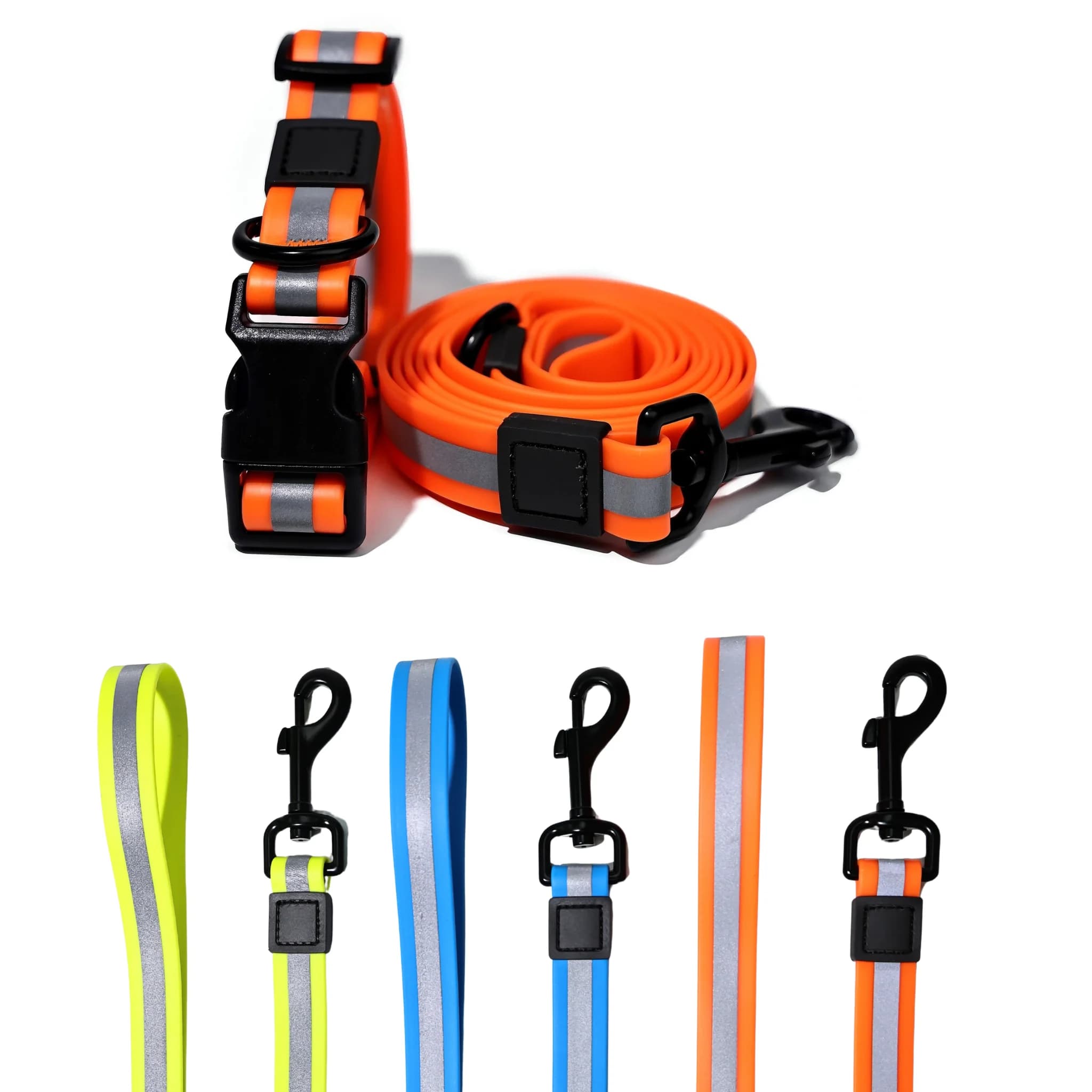 Elegante Set Collare e Guinzaglio per Cani in PVC Stampato Riflettente Impermeabile 360 ° Fibbia Girevole in Zinco