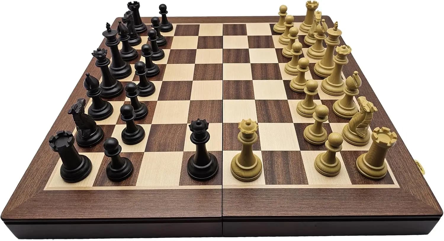 Set di Scacchi in Legno da 18 Pollici con Scacchiera Pieghevole, Grande Gioco di Scacchi da Viaggio per Adulti e Bambini