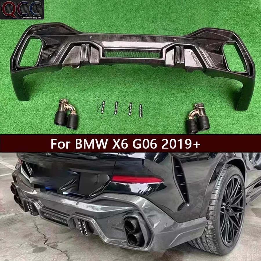 For BMW X6 G06 2019+ Carbon Fiber Rear Diffuser, Wheelchair Splitter, Spoiler, Auto Accessories, Car Kit