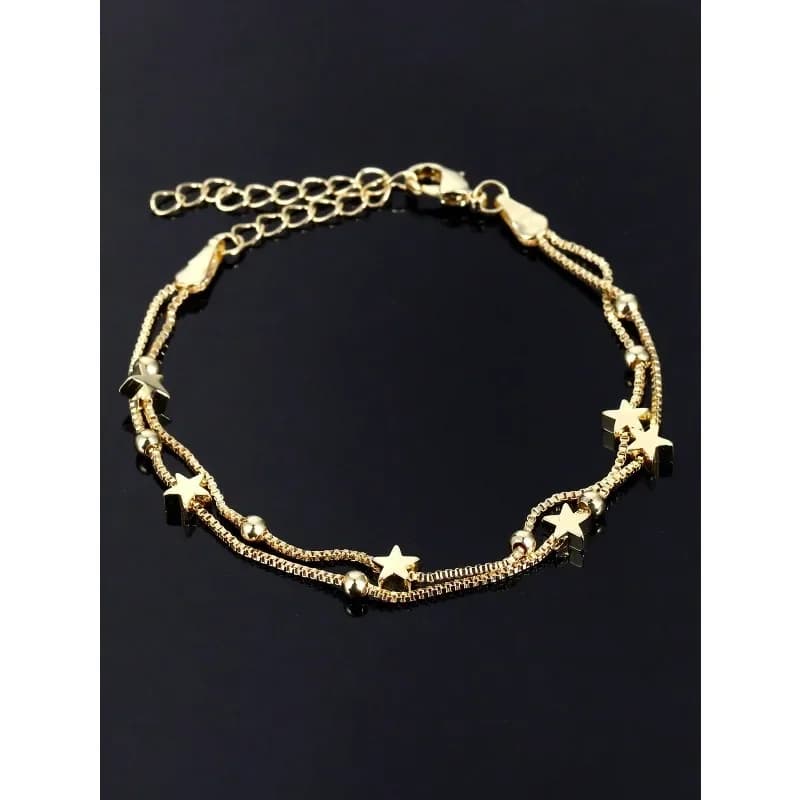1 braccialetto casual squisito con design a stella con perline a doppio strato - alla moda ed elegante, versatile per l'uso quotidiano