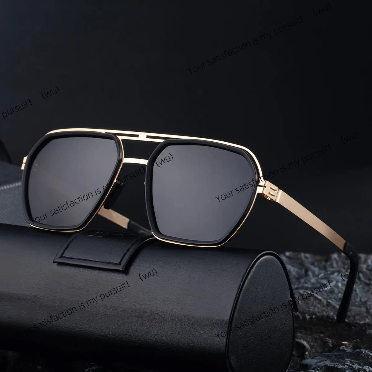 Polarized Double Beam Stainless Steel Sunglasses Square Frame For Men Fishing Driving