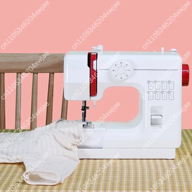 Mini macchina da cucire elettrica domestica all-in-one, desktop compatto con kit completo di punti base e overlock