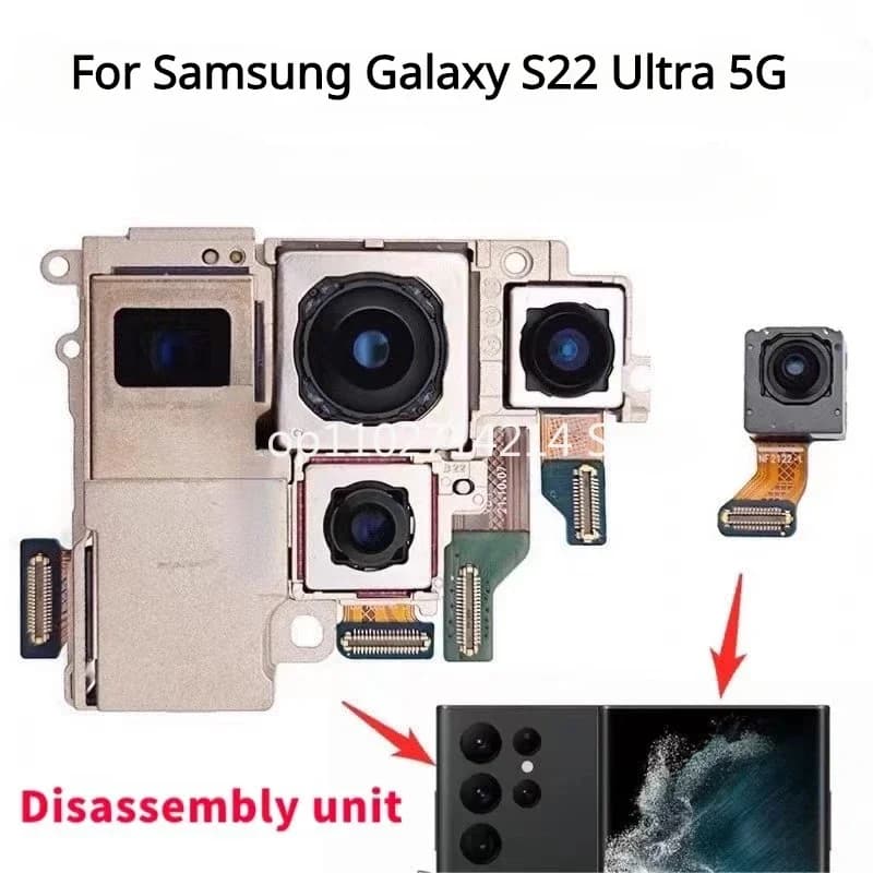 Set Fotocamera per Samsung Galaxy S22 Ultra 5G SM-S908B SM-S908U (Fotocamera Frontale + Teleobiettivo + Grandangolare + Fotocamera Principale)