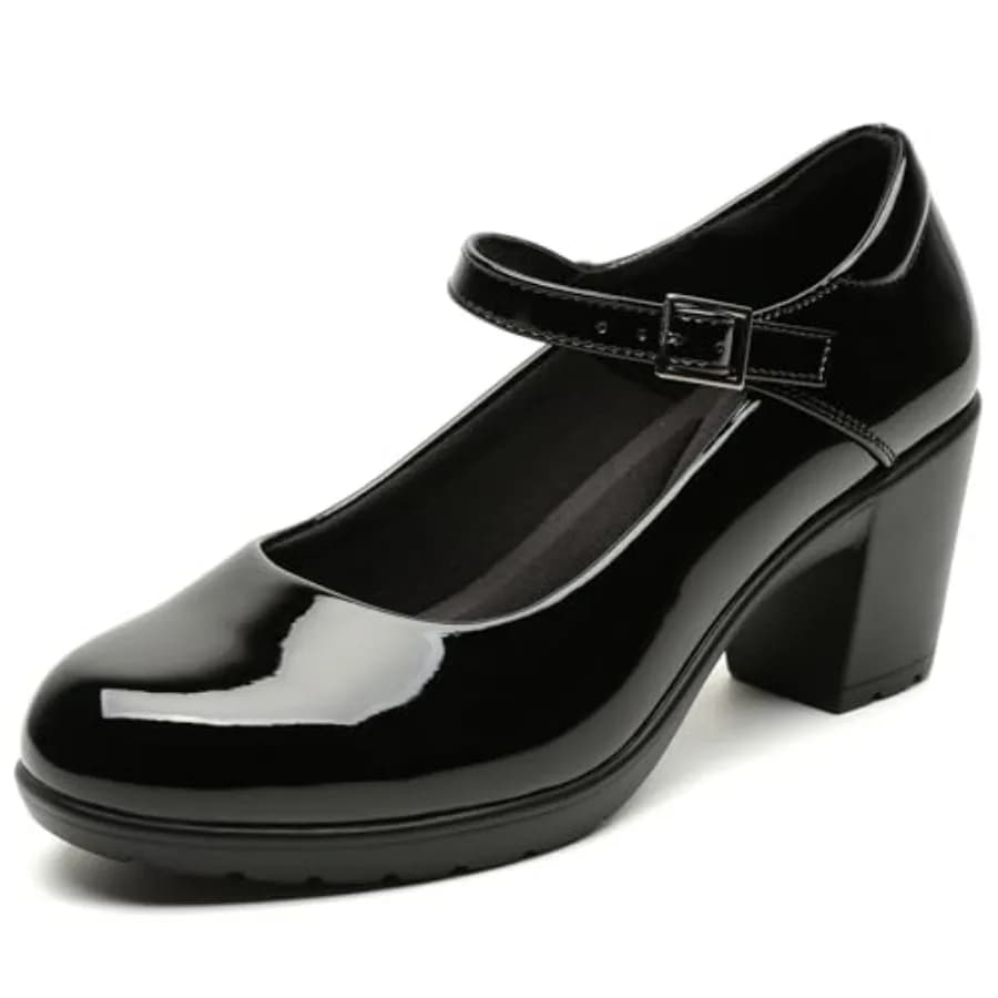 Scarpe Mary Jane da Donna con Tacco Basso Grosso, Punta Chiusa, Plateau, Eleganti e Ortopediche per Lavoro, Viaggi e Cerimonie