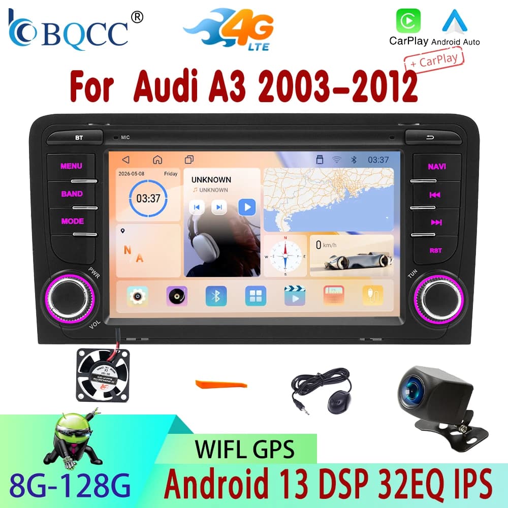 BQCC7"inch per Audi A3 S3 RS3 2003-2012 Navigazione GPS Auto Wireless Carplay Lettore Multimediale Intelligente Bluetooth WIFI RDS FM
