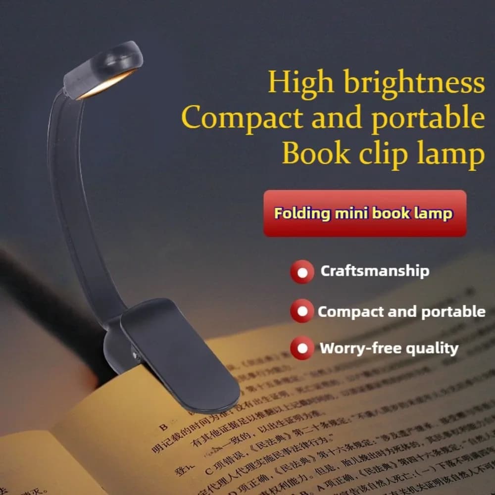 Mini lampada da scrivania a LED con 3 modalità di luminosità Lampada ricaricabile tramite USB con clip per lettura, studio, viaggio, camera da letto, dormitorio, luce per libri