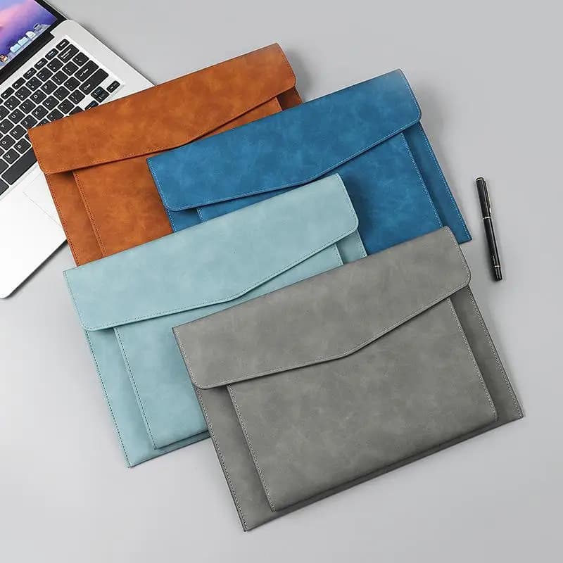 A4 PU Leather Document Bag Large Capacity Double-layer File Organizer Water Resistant for Home Office Business Trip