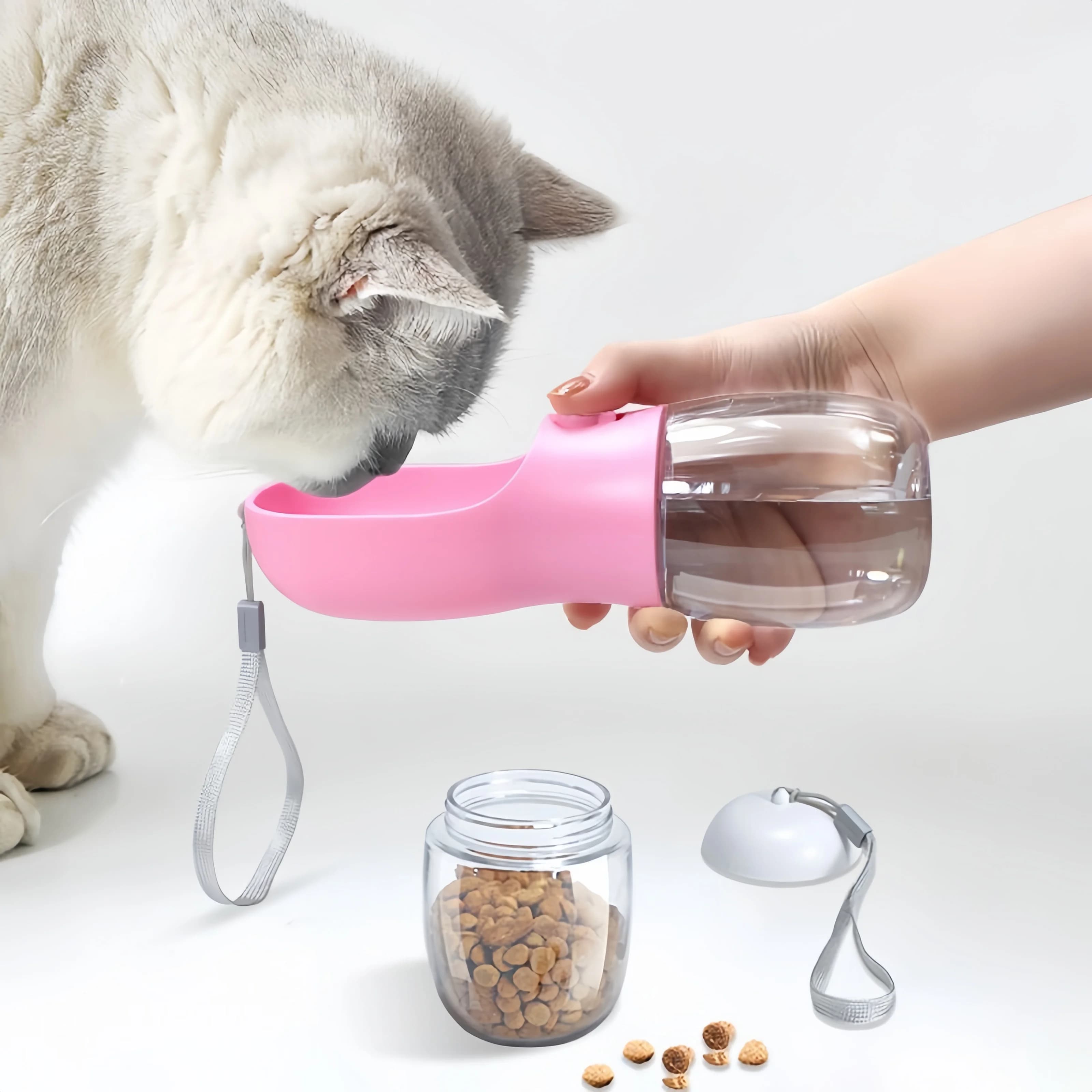 Bottiglia d'acqua per cani e gatti 2 in1 con contenitore per alimenti e acqua per cuccioli di animali domestici ciotola per mangiatoia per cani forniture per animali da viaggio all'aperto