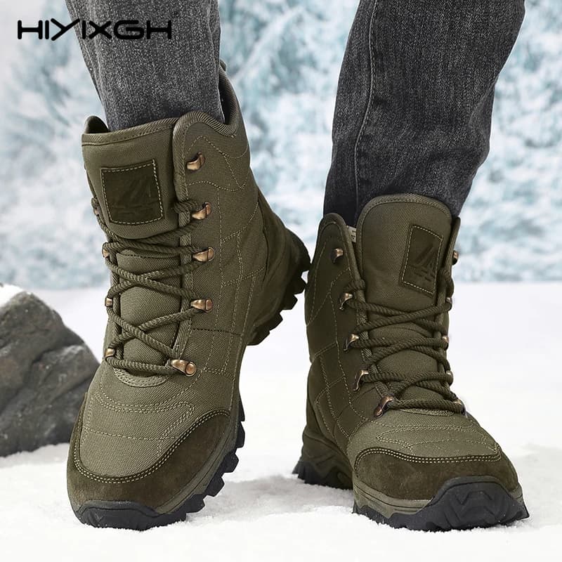 Stivali da uomo alla moda Scarpe da uomo invernali da esterno Stivaletti da trekking alti Scarpe impermeabili a prova di vesciche Scarpe da uomo in peluche da neve