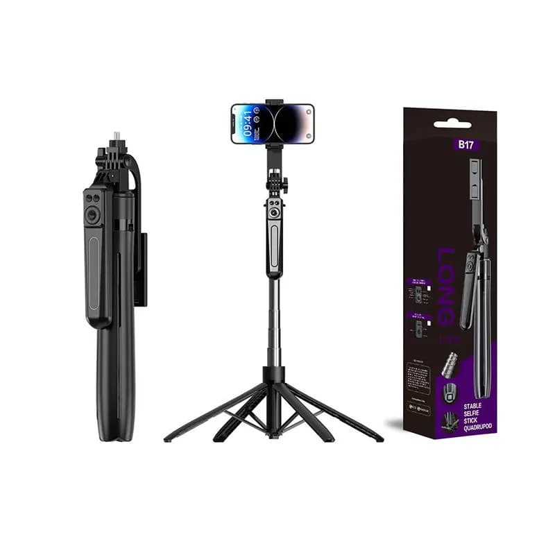 Extendable Selfie Stick Tripod with Remote Quadripod Stand for 4-7" Phones 360° Rotation Aluminum Monopod for Vlogging & Travel