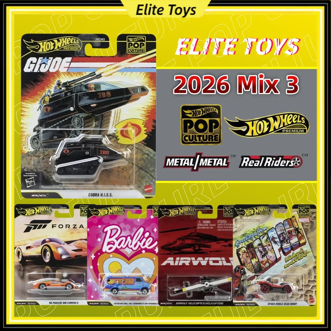 Hot Wheels Premium 2026 Nuova Collezione POP Culture: Cobra Tank, Porsche, Barbie, Dead-Buggy - Modellini Auto in Scala 1:64 da Collezione