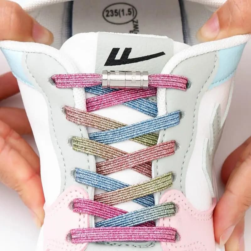 Nuovi lacci con chiusura a capsula senza lacci Lacci elastici arcobaleno Sneaker No Tie Lacci per scarpe Lacci piatti rapidi per bambini per adulti per scarpe