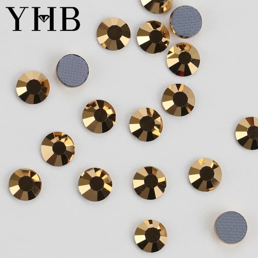 Strass termoadesivi YHB Crystal Aurum 00030 senza piombo per abiti da sposa, borse, pietre di cristallo, accessori fai da te per gioielli.