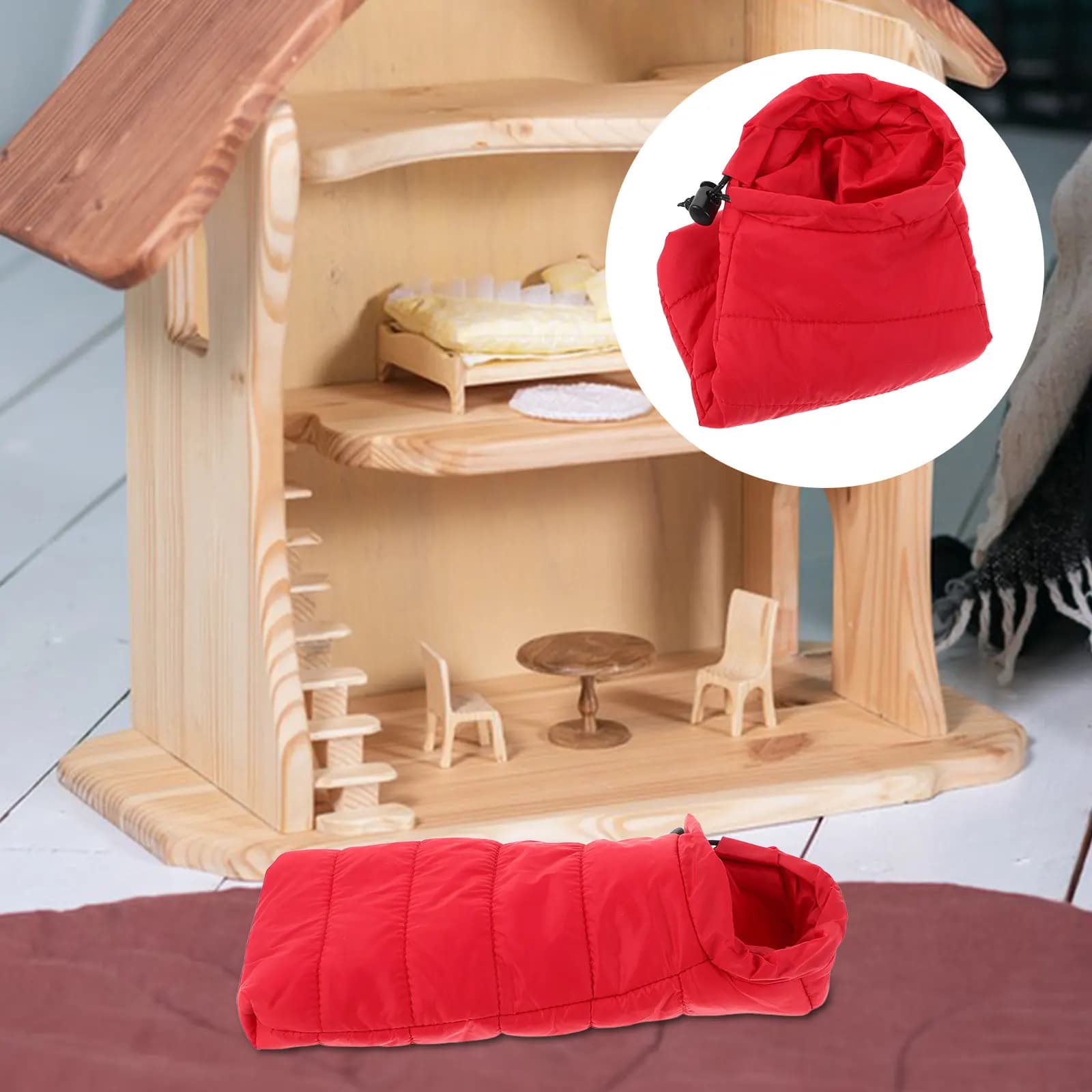 Set of Miniature Camping Equipment with Shoulder Strap and Wings for Doll House, Outer Scenes, Realistic Scene Objects, Role Games Furniture