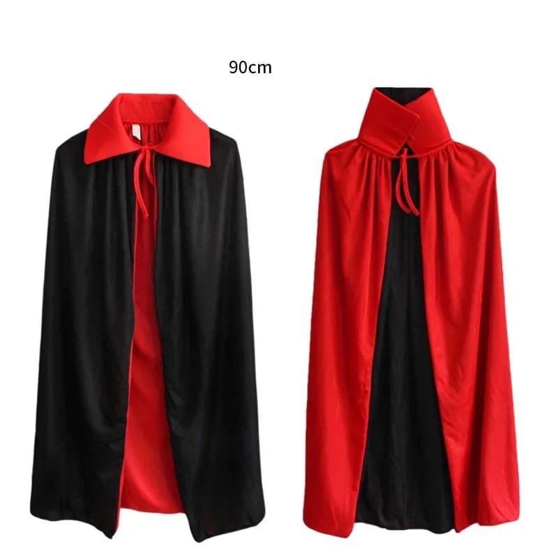 Oro Argento Rosso Nero Donna Uomo Adulto Medievale Vampiro Strega Fantasma Costume da festa Look in pelle Mantello lungo mantello di Halloween