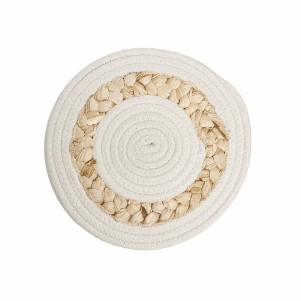 Boho Straw Woven Tray Wall Decor Macrame Round Basket Straw Wall Hangings Heat Resistant Non Slip Woven Coaster Placemat