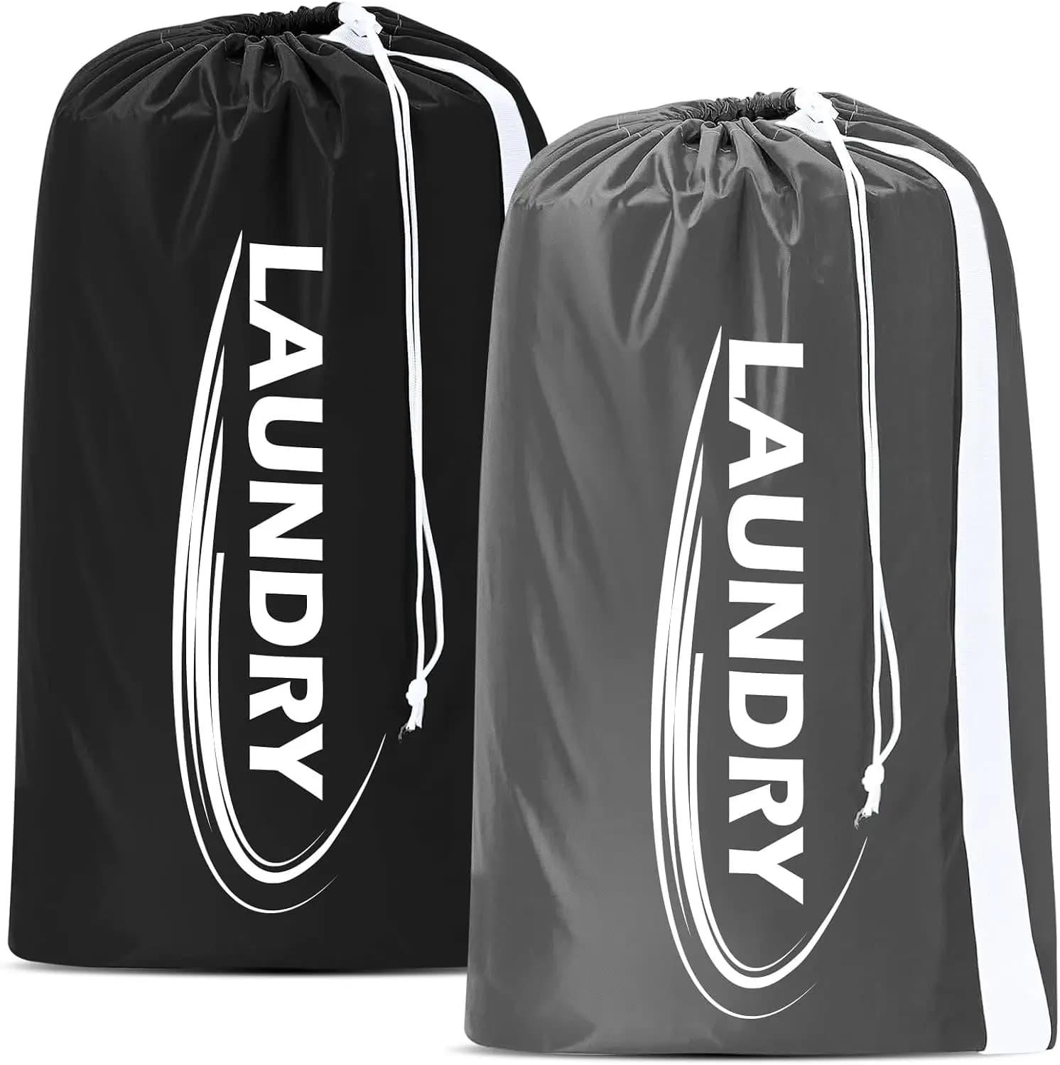 2 Pack XL Laundry Bag with Strap,Heavy Duty Travel Laundry Bag,Rip-Stop Dirty Clothes Shoulder Bag with Drawstring,Easy Fit a La