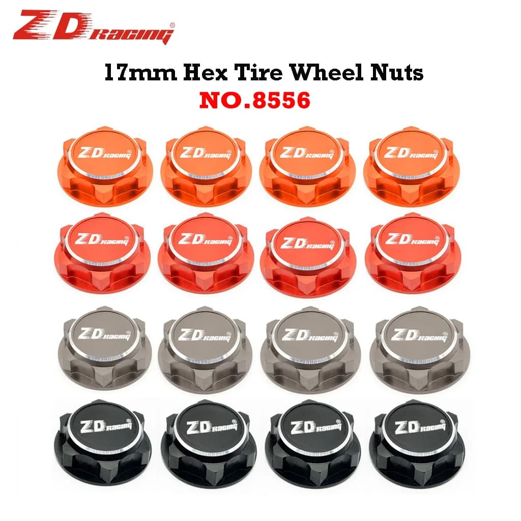 4 pezzi 1/8 RC auto metallo 17mm dadi ruota pneumatici esagonali antipolvere dado antiscivolo per parti di automobili 1/7 1/8 RC 8556