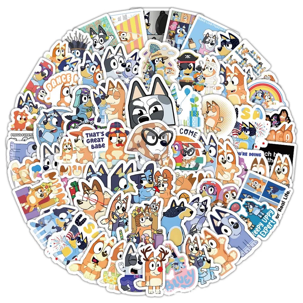 Wall stickers Kpop 100 Pieces Cane Bluey Cute Soul Carton Waterproof Laptop Bags Decorations Enlarged