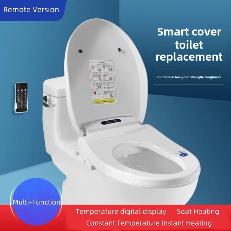 Asciugatrice per coperchio WC con telecomando intelligente, sedile WC per bidet riscaldato intelligente, con essiccatore ad aria calda, temperatura costante intelligente