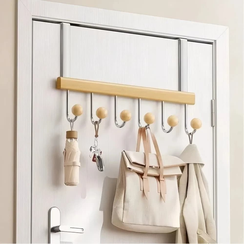 New Foldable Hooks for Door Without Drilling, Room Organization, Hats and Dresses, Space Saving, 6 Hooks, Home Clothes