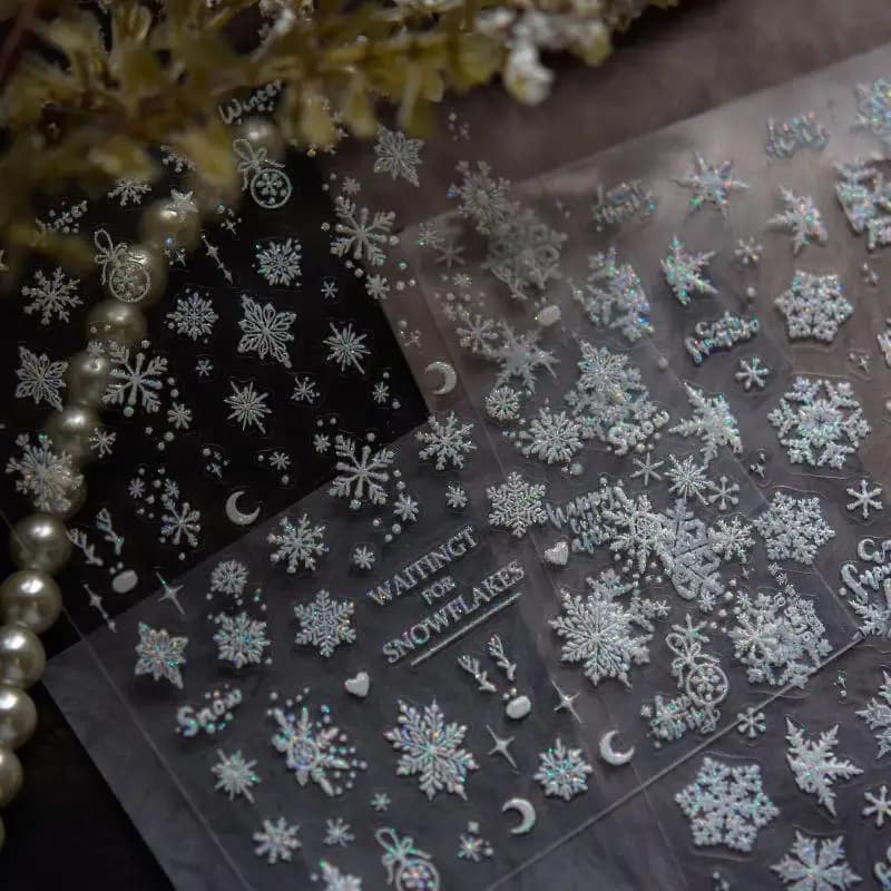 Squisiti fiocchi di neve di Natale Palla di cristallo Adesivi per nail art Decorazione per nail art fai da te Accessori per unghie Decalcomanie per manicure di Capodanno