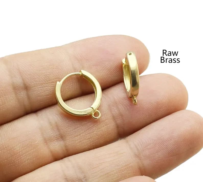 10 piece brass ear circles, lever earrings hooks, earrings creation, 17.5x15.5 mm, crude brass ear wire, jewelry supplies -R1017