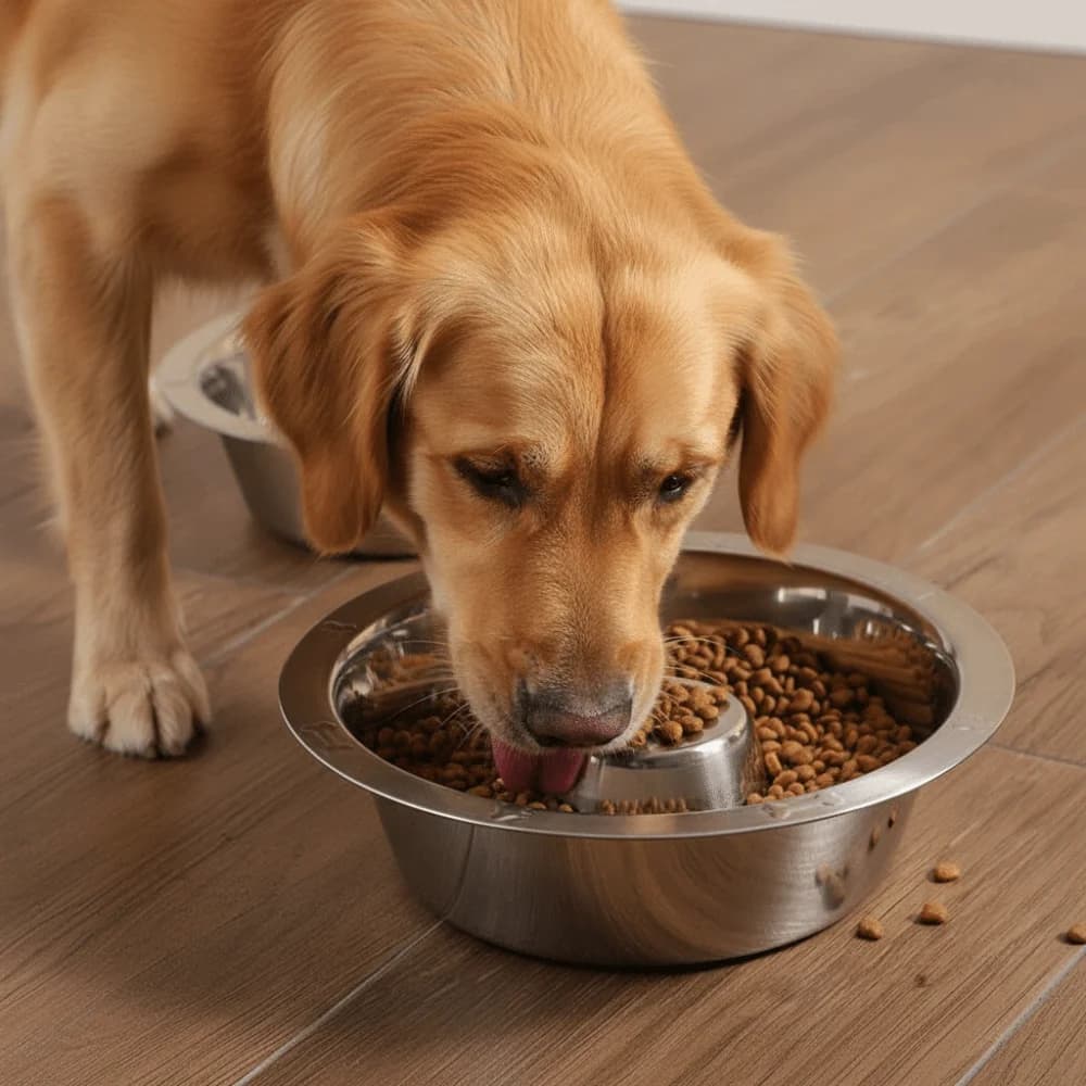 Stainless Steel Pet Slow Feeder Bowl Durable Anti-Slip Cat Food Dish Anti-Choke Easy Clean Dog Feeding Bowl for Cat Dog