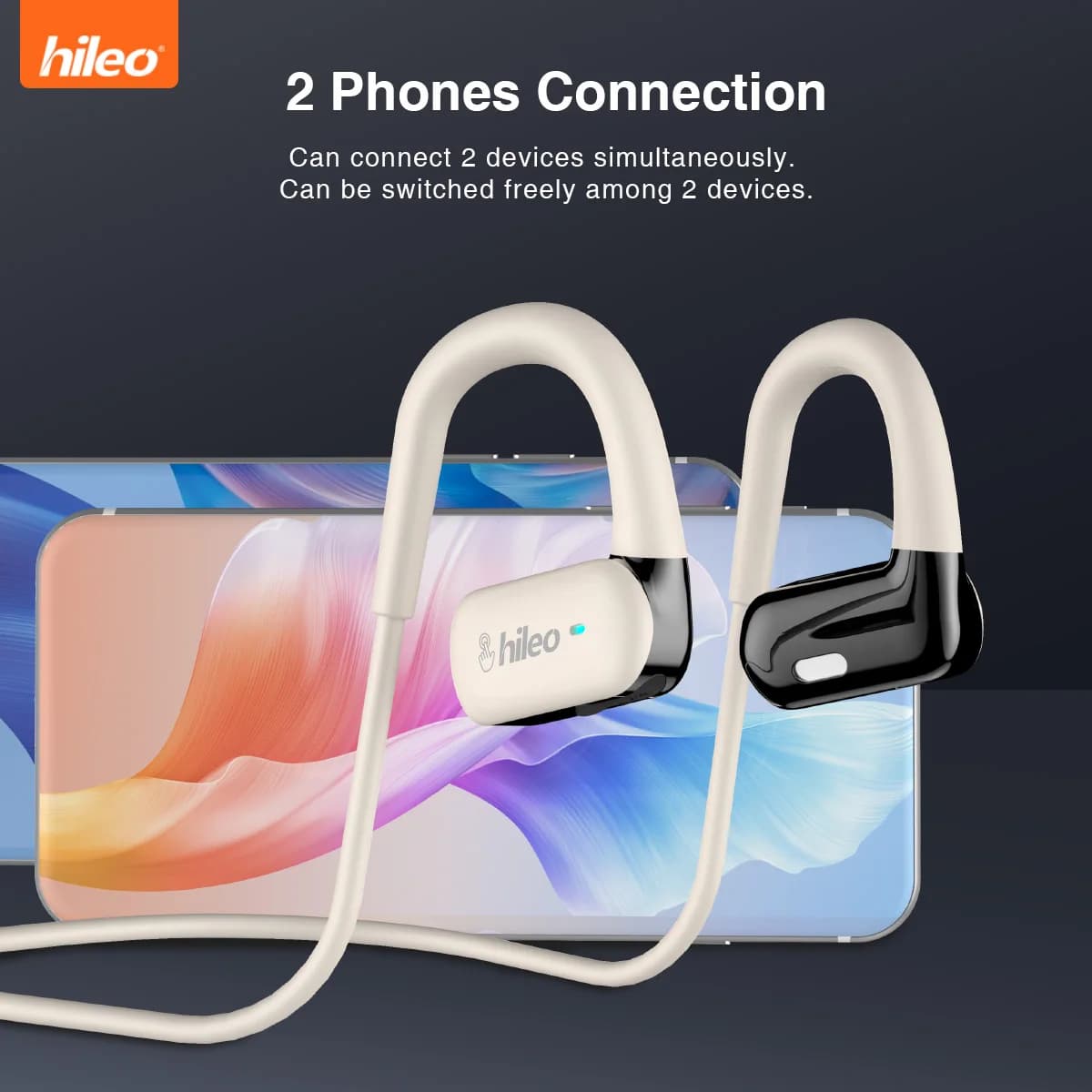Hileo Hi77 Auricolare Bluetooth Cuffie senza fili Bluetooth 5.4 Auricolari stereo Hifi Sport Auricolari con riduzione del rumore impermeabili