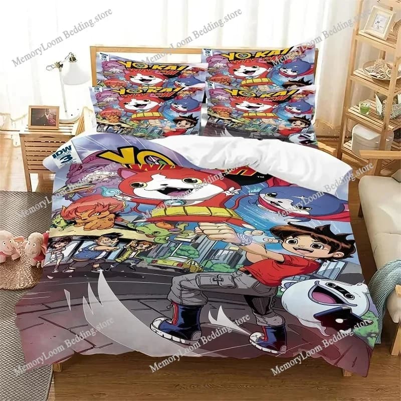 Game Cool Yo-Kai Watch Bedding Set Boys Girls Twin/Queen/King Size Duvet Cover Pillowcase Bed Kids Adult Cozy Soft Home Textile