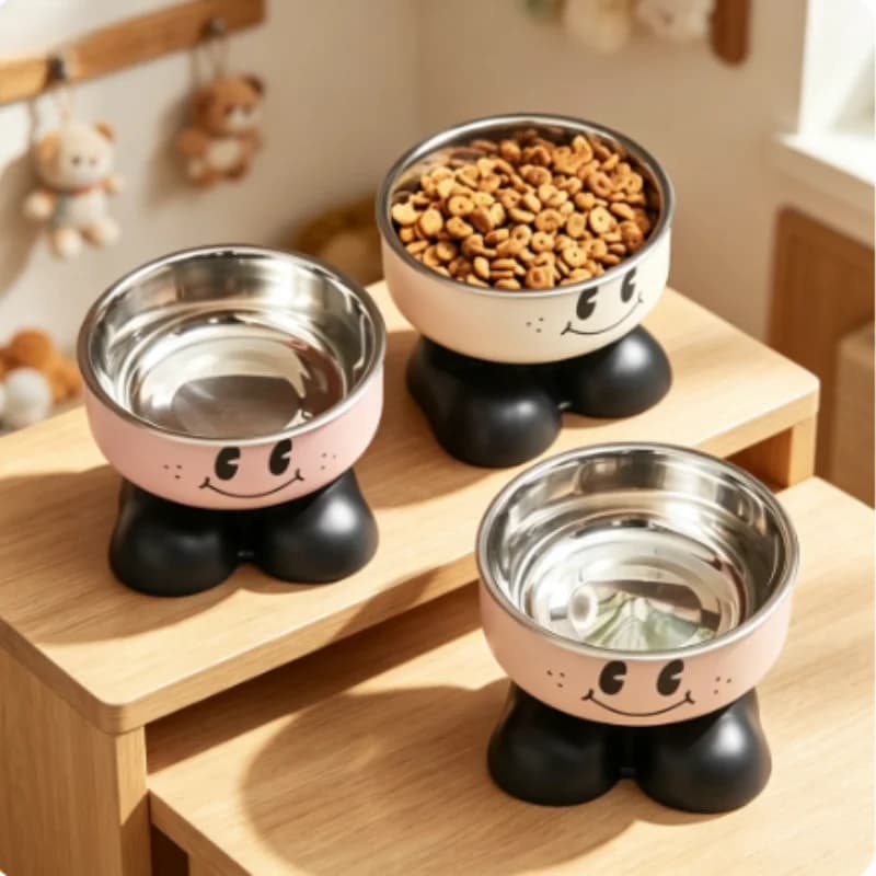 Elevated Raised Pet Feeder, Stainless Steel No Spill Food Water Bowls for Small Medium Large Cats Dogs
