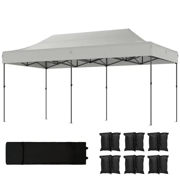 Tenda UPF50+ 10x20 FT, Gazebo Resistente, Riparo Portatile per Esterni con Borsa con Ruote per Campeggio, Patio, Giardino e Feste