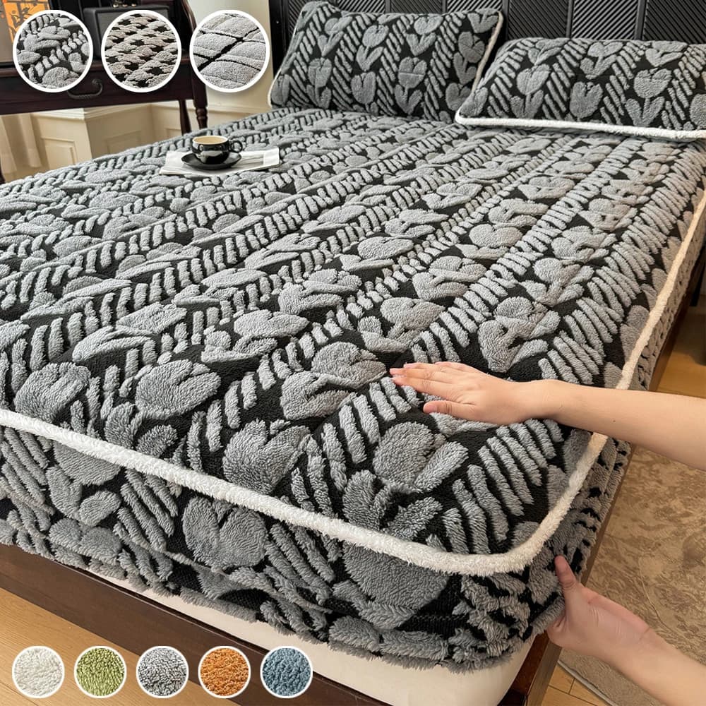 2026 Lenzuolo con angoli in peluche trapuntato jacquard Coprimaterasso caldo invernale Lenzuolo singolo doppio Copriletto in velluto Biancheria da letto per la casa