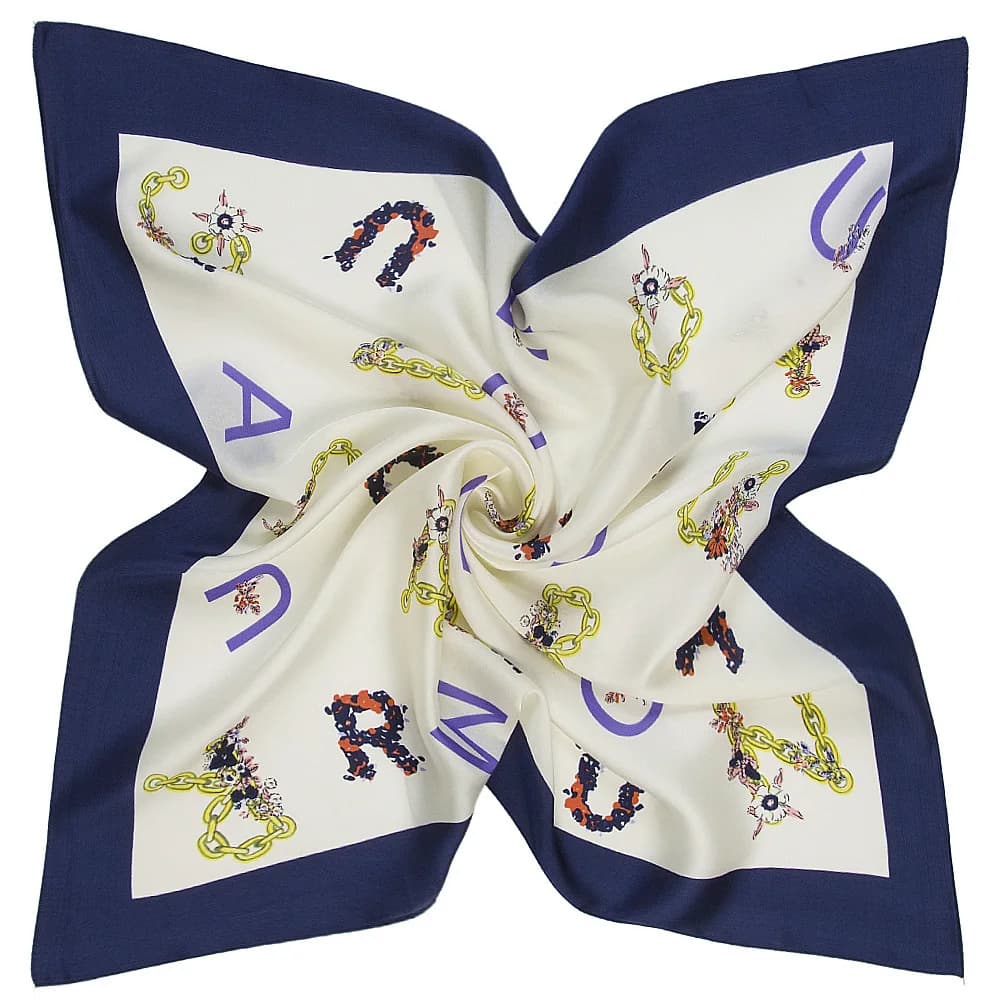 Elegant Ladies' Silk Scarf 60x60cm Letter Pattern Decorative Fashion Accessory Suitable for All Seasons And Occasions