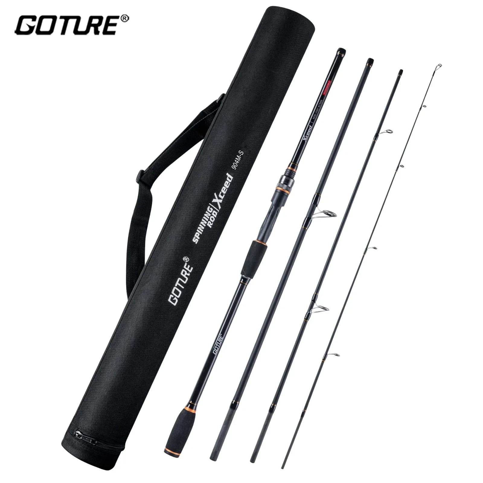 Goture Xceed 4 Setioni Canna da pesca da viaggio con anello guida Fuji Fibra di carbonio 1.98-3.6M Canna da spinning con esca per la pesca alla carpa