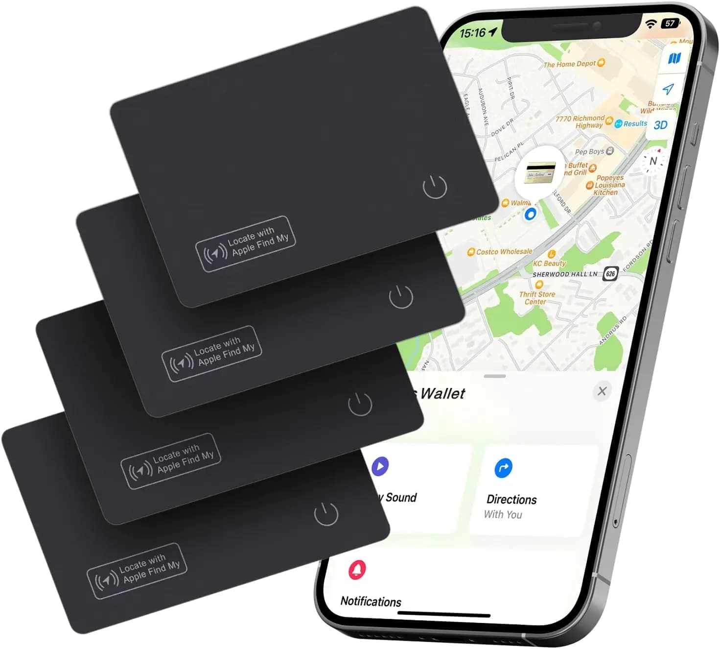 Rechargeable slim wallet tracker card, works with Apple Find My (iOS only), IP68 waterproof, 4 pack