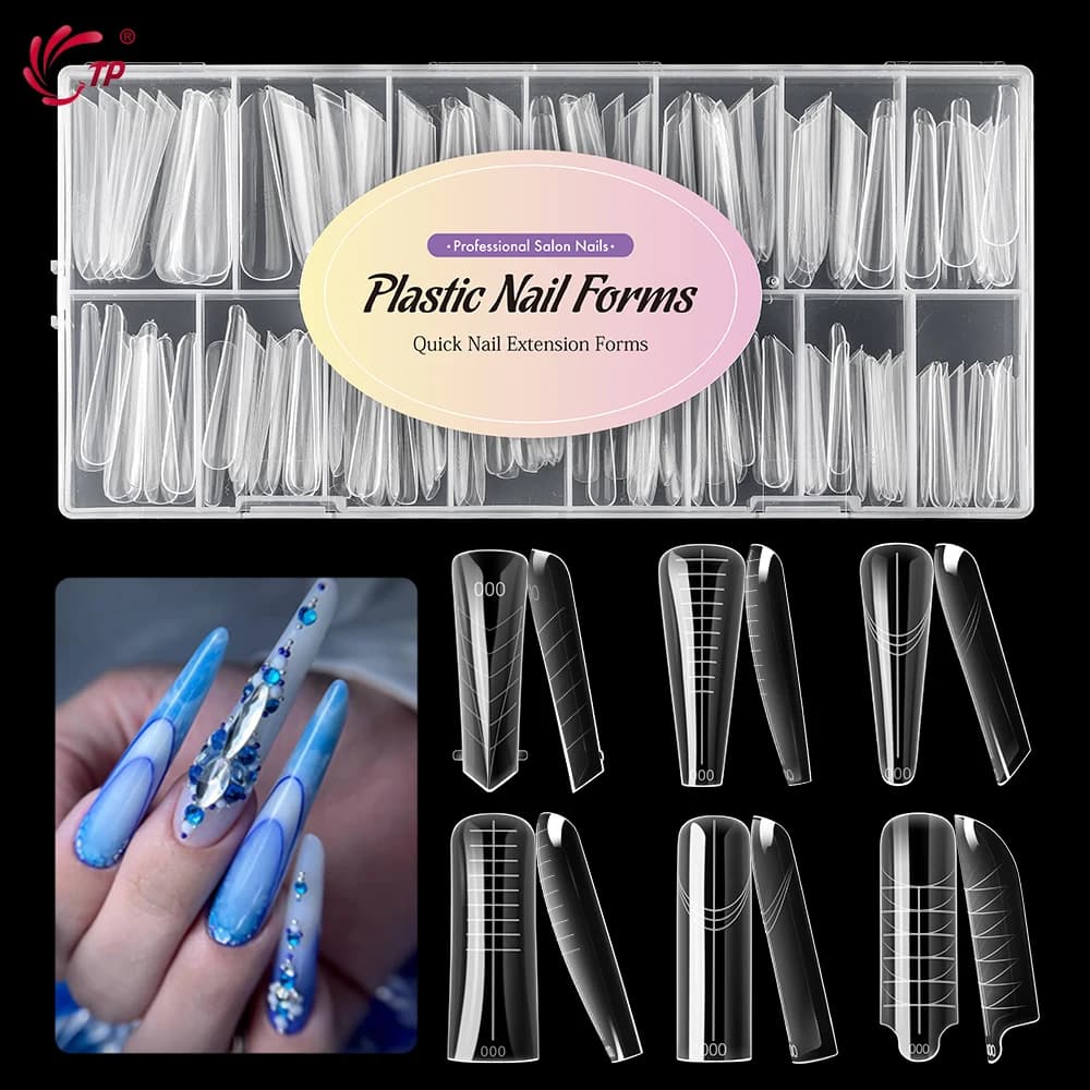 TP Copertura Completa Allargare Doppi Forme per Unghie 150 pz Poly Nail Gel Stampi per Unghie Sistema di Estensione per Unghie Acriliche Punte per Unghie Finte Strumenti per Manicure