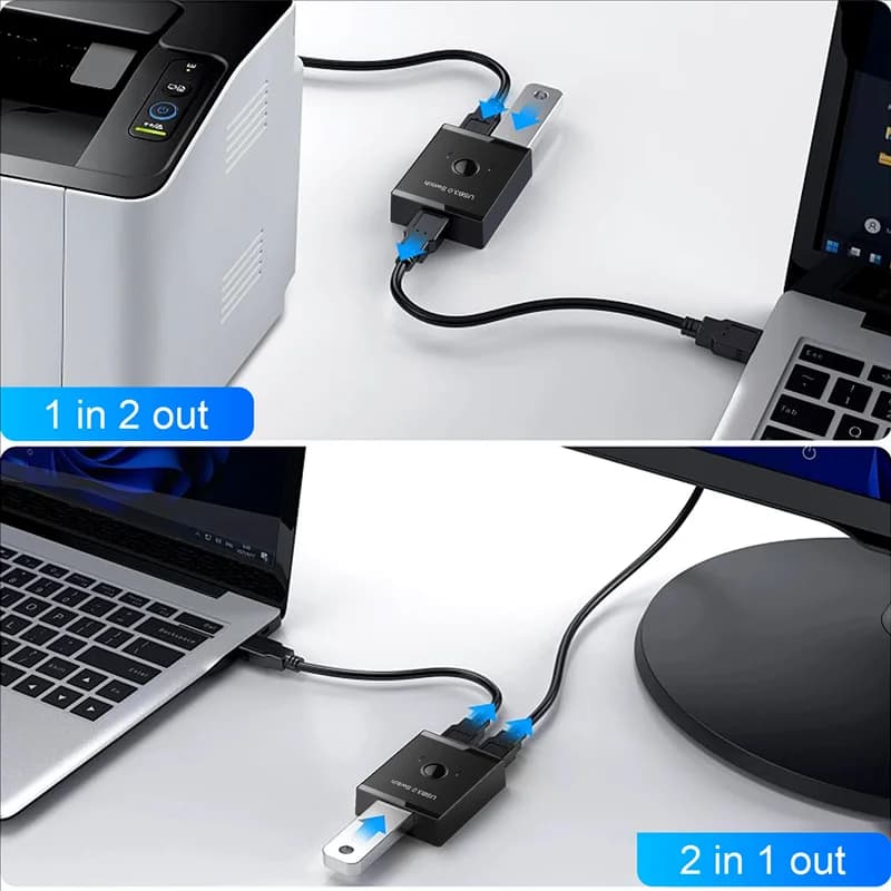 USB HUB 3.0 USB Responsive USB KVM Switch Selector KVM Switch for PC Mouse Keyboard Printer 1 PC Sharing 2 USB Switc Devices