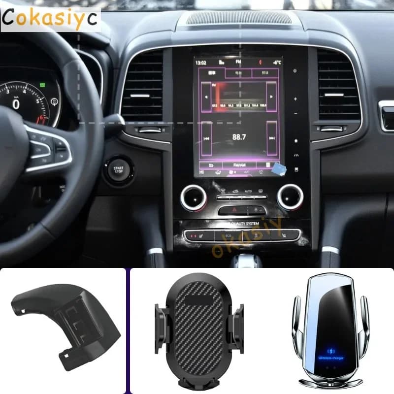 Supporto per telefono da auto per Renault KOLEOS 2017 2018 2019, supporti per cellulare con ricarica wireless, base fissa speciale, accessori per auto